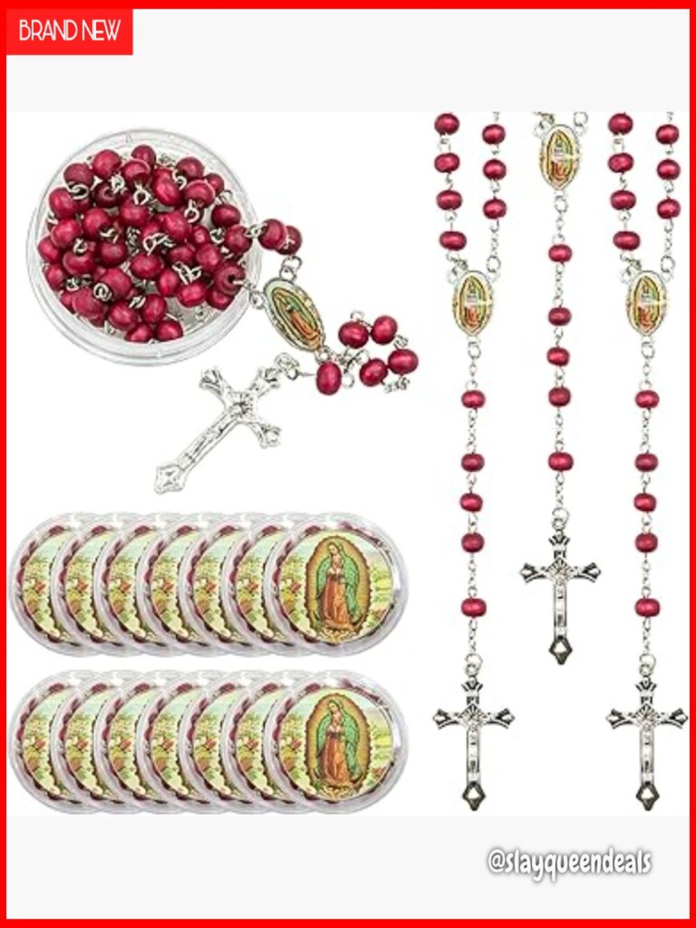 48 Bulk Scented Rosary Beads Necklaces with Boxes for Baptism First Communion